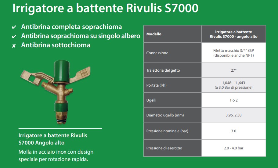 Irrigatore a battente Rivulis S7000